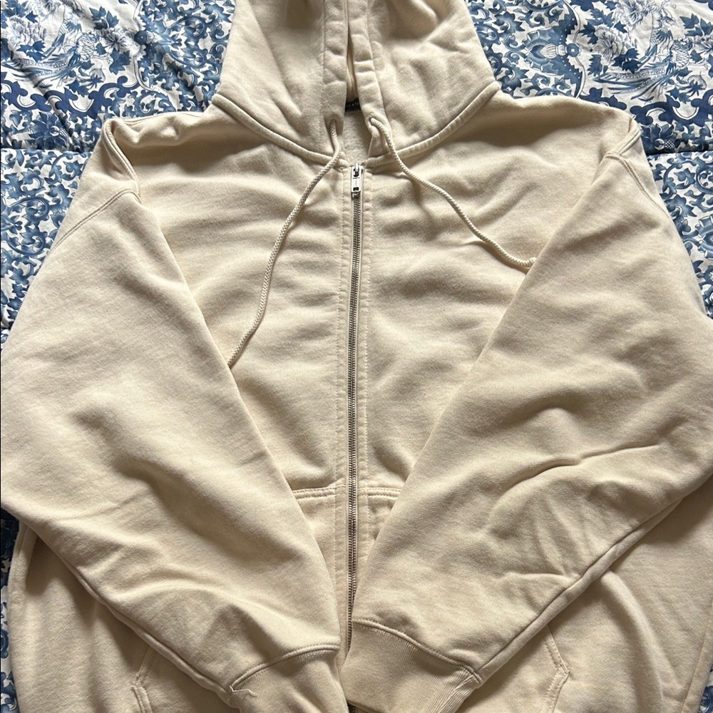 Brandy Melville Cream Hoodie Jacket